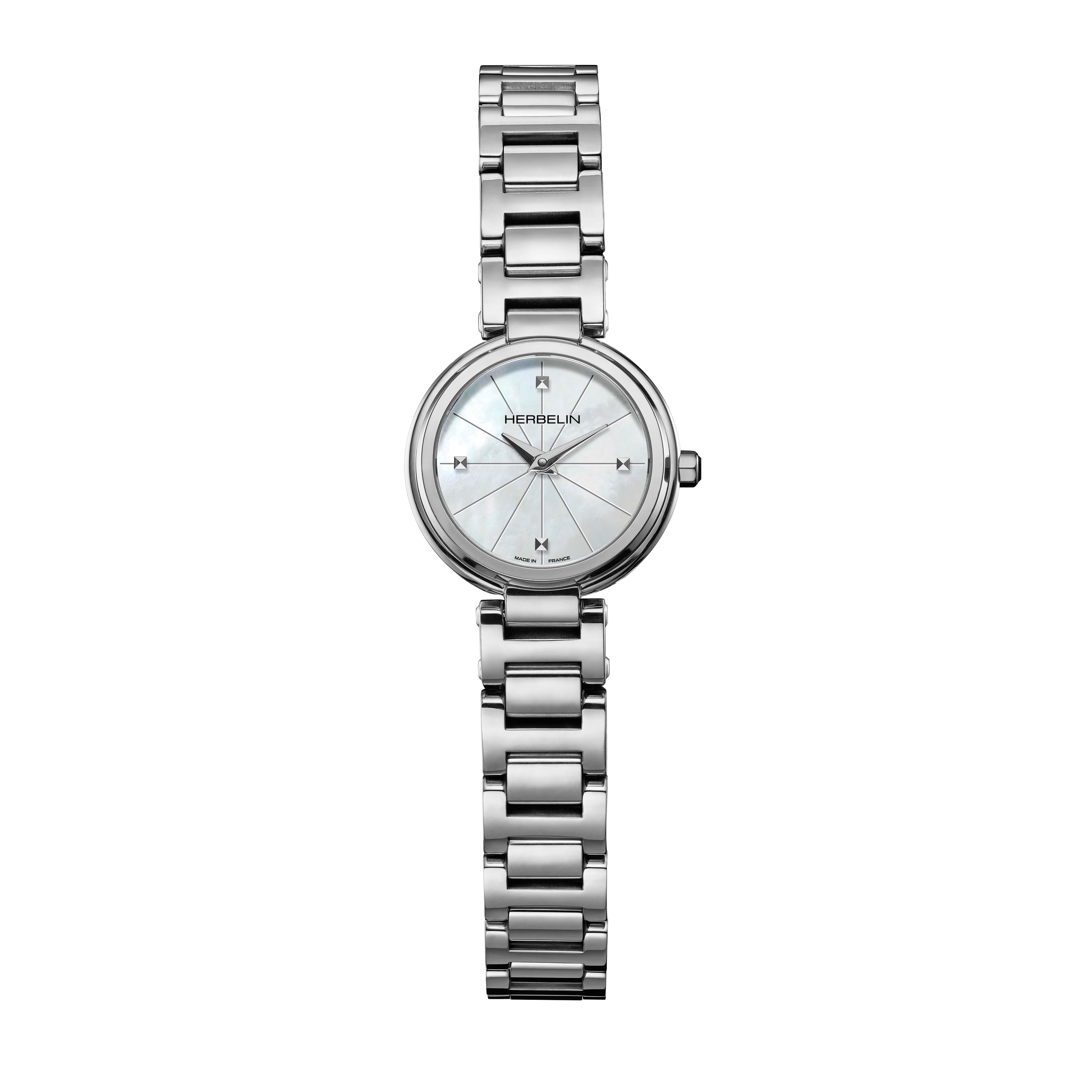 Lady H Quartz Watch. Mother of Pearl Dial, Stainless Steel Bracelet.