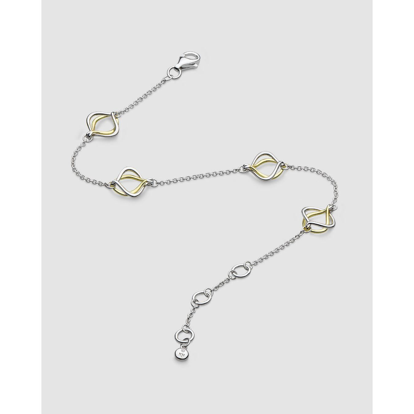 Alicia Golden Rhodium Plated and Gold Plated 7.5" Fine Station Bracelet