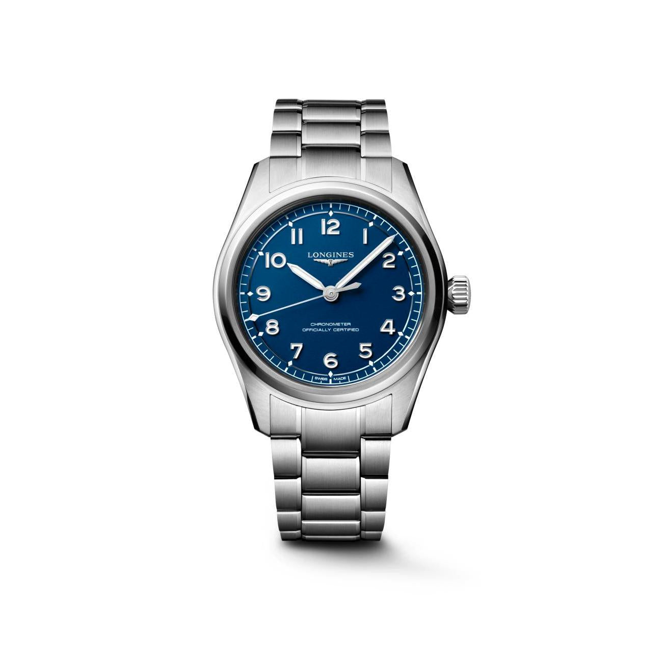 Spirit Pilot Automatic Chronometer Watch. Matte Blue Dial, Stainless Steel Bracelet