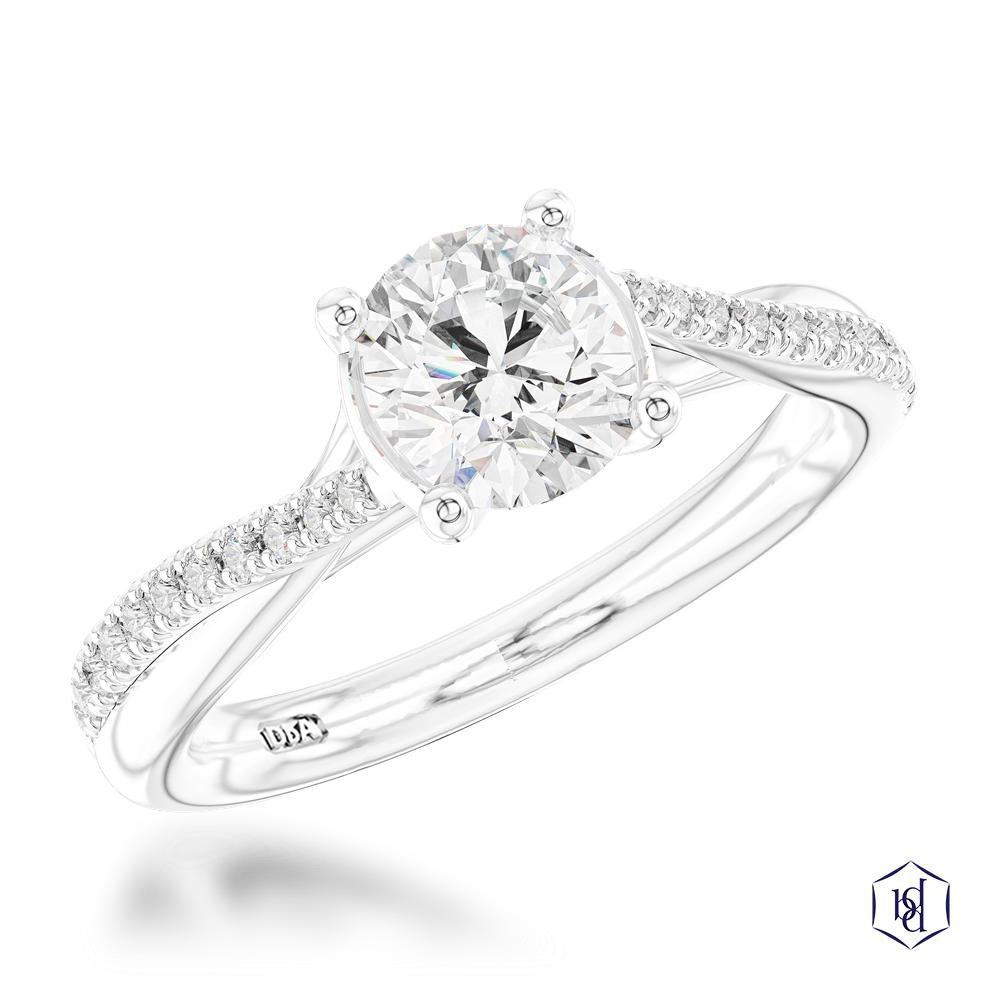 Skye Twist Round Brilliant Cut Platinum Solitaire Diamond
