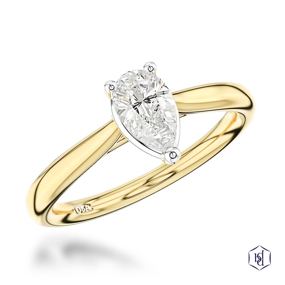 Classic Pear Shape Cut 18ct Yellow Gold Solitaire Diamond