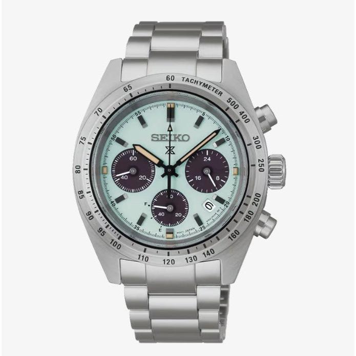 Prospex Speedtimer in Mint Green Solar Watch. Mint Dial, Stainless Steel Bracelet