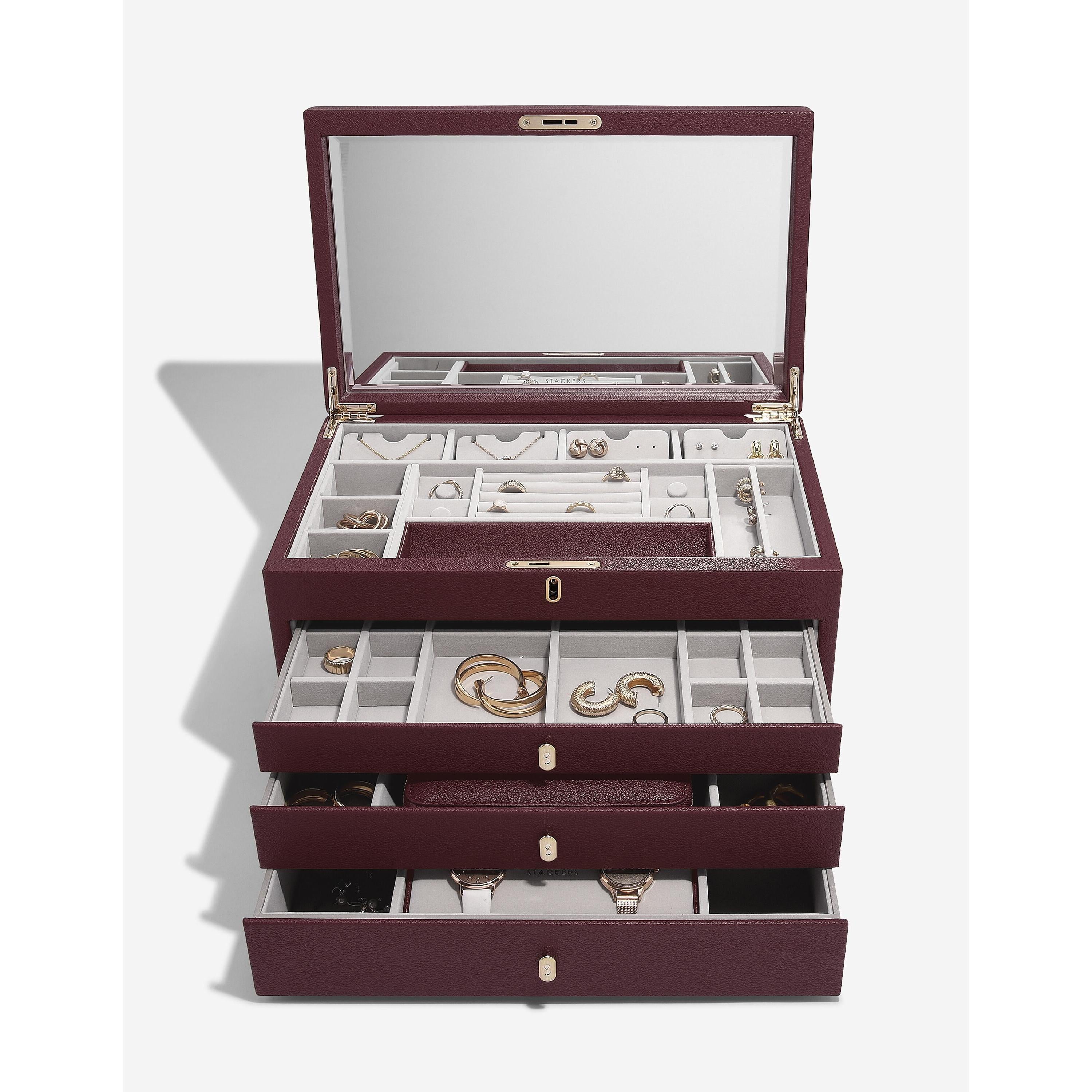Stackers- Large Luxury Jewellery Box in Burgundy