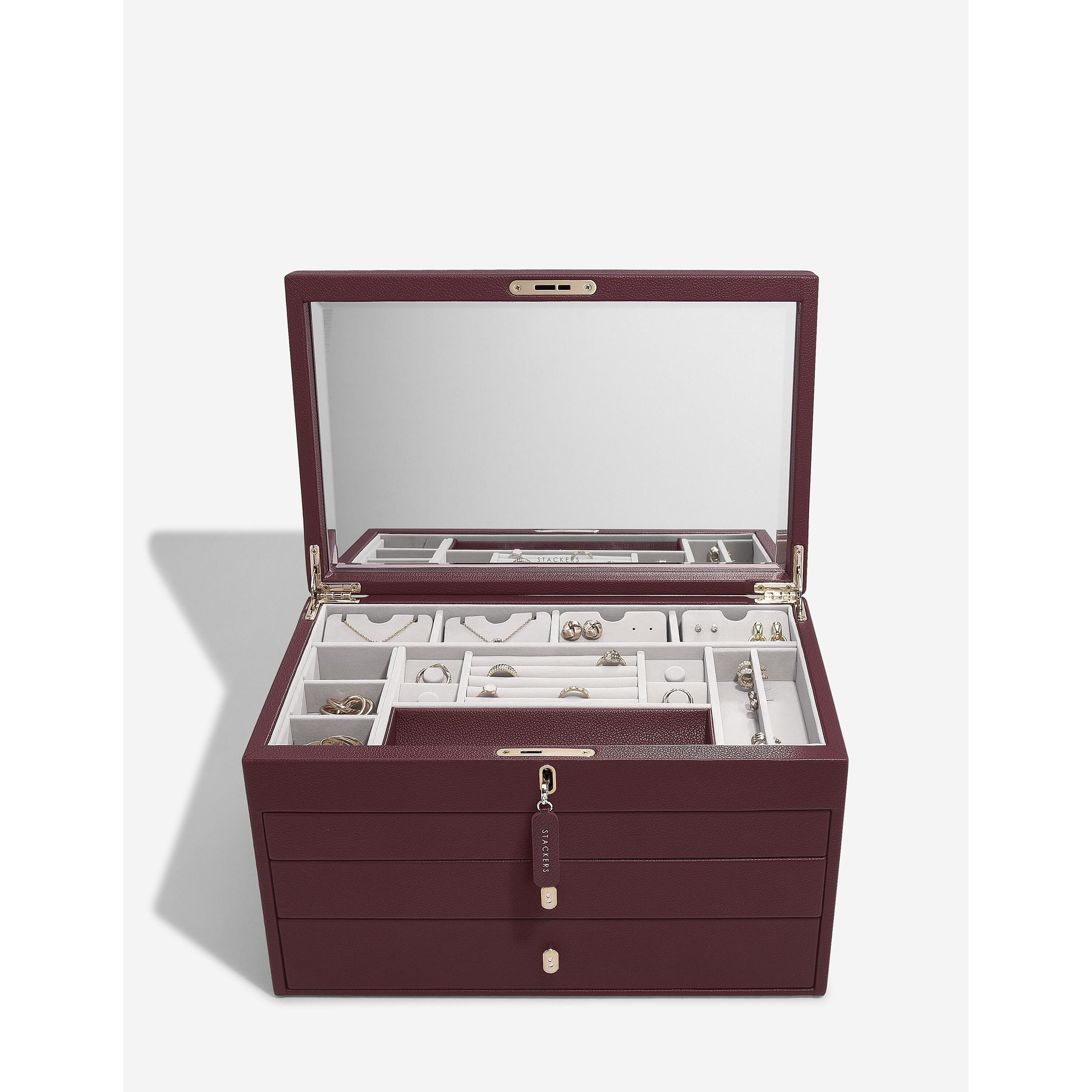 Stackers- Large Luxury Jewellery Box in Burgundy
