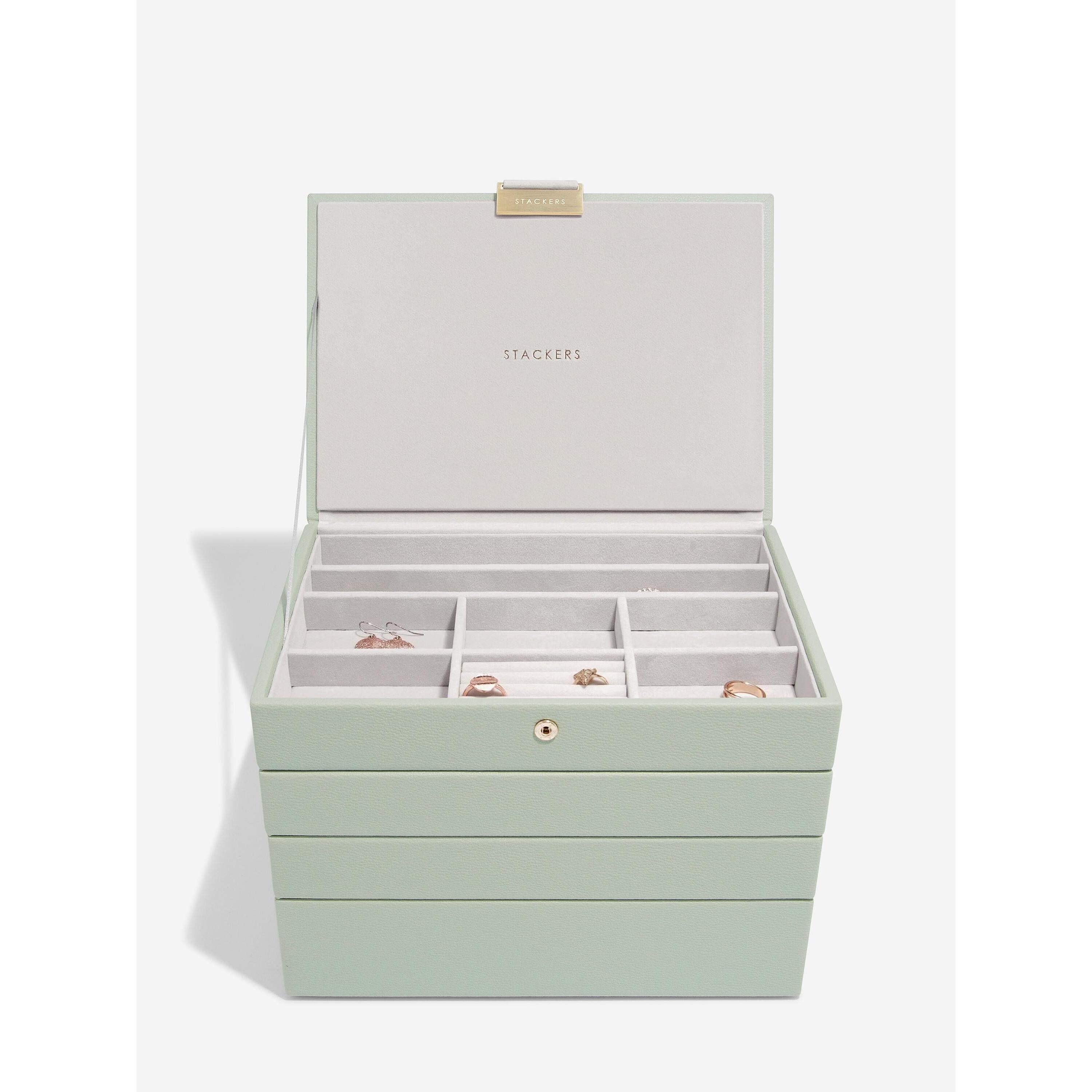 Stackers- Classic Set of 4 Jewellery Box in Sage Green