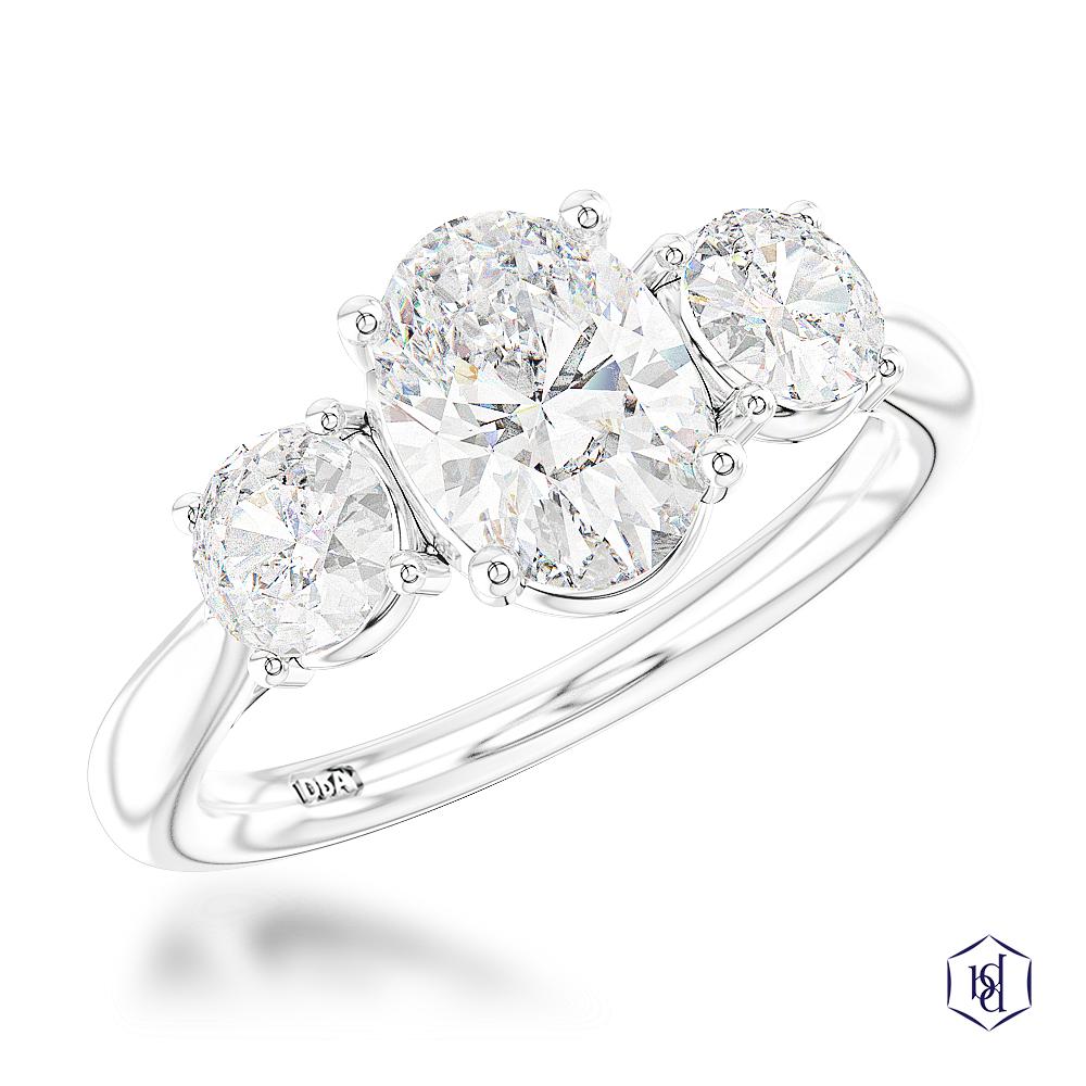 Royal Oval Oval Cut Platinum Three Stone Diamond
