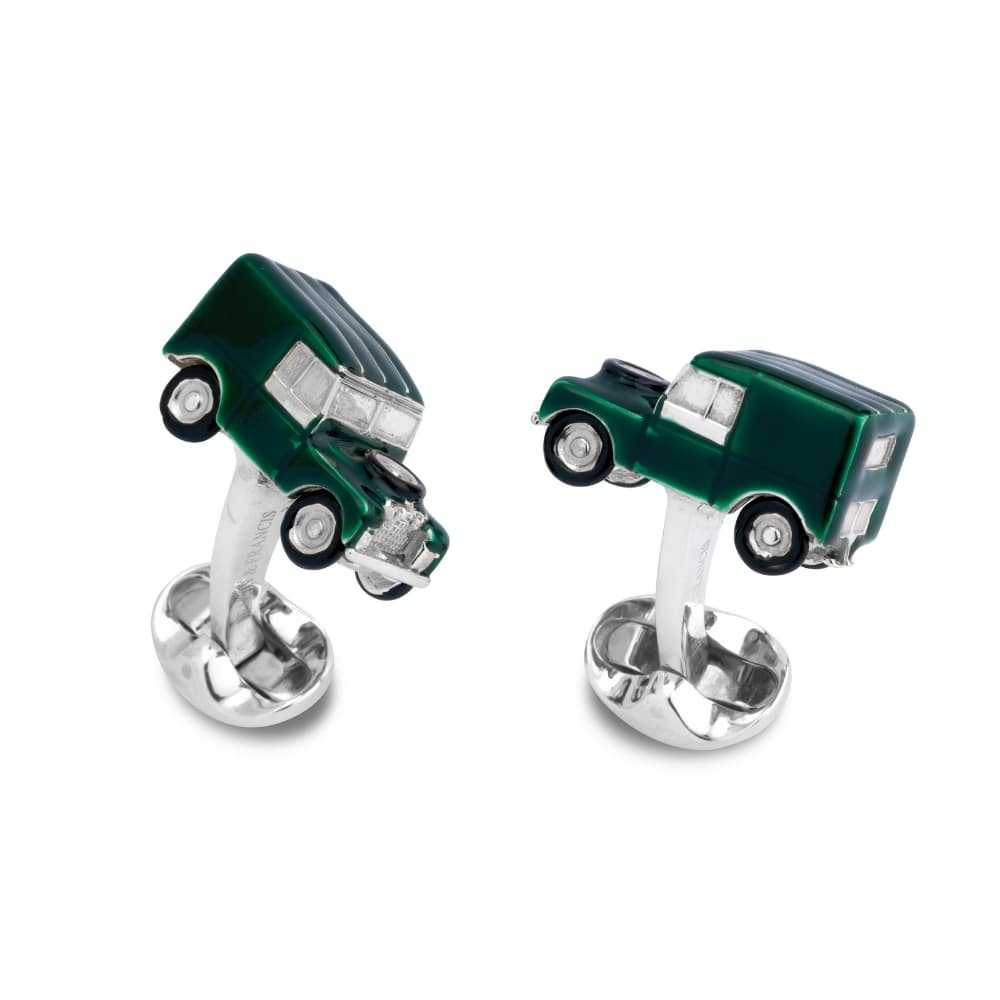 Sterling Silver Green Enamel 4×4 Cufflinks