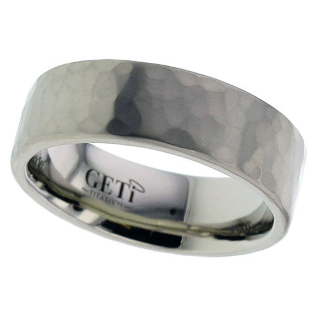7mm Titanium Hammered flat court ring