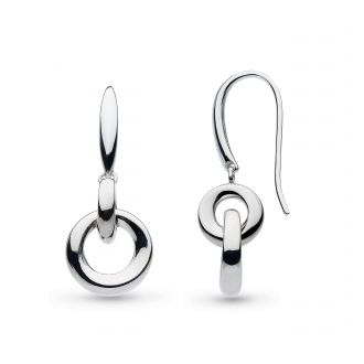 Silver Bevel Cirque Link Drop Earrings