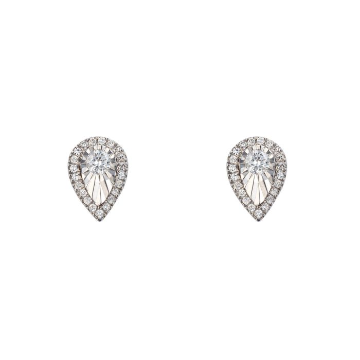 9ct white diamond set teardrop studs earrings