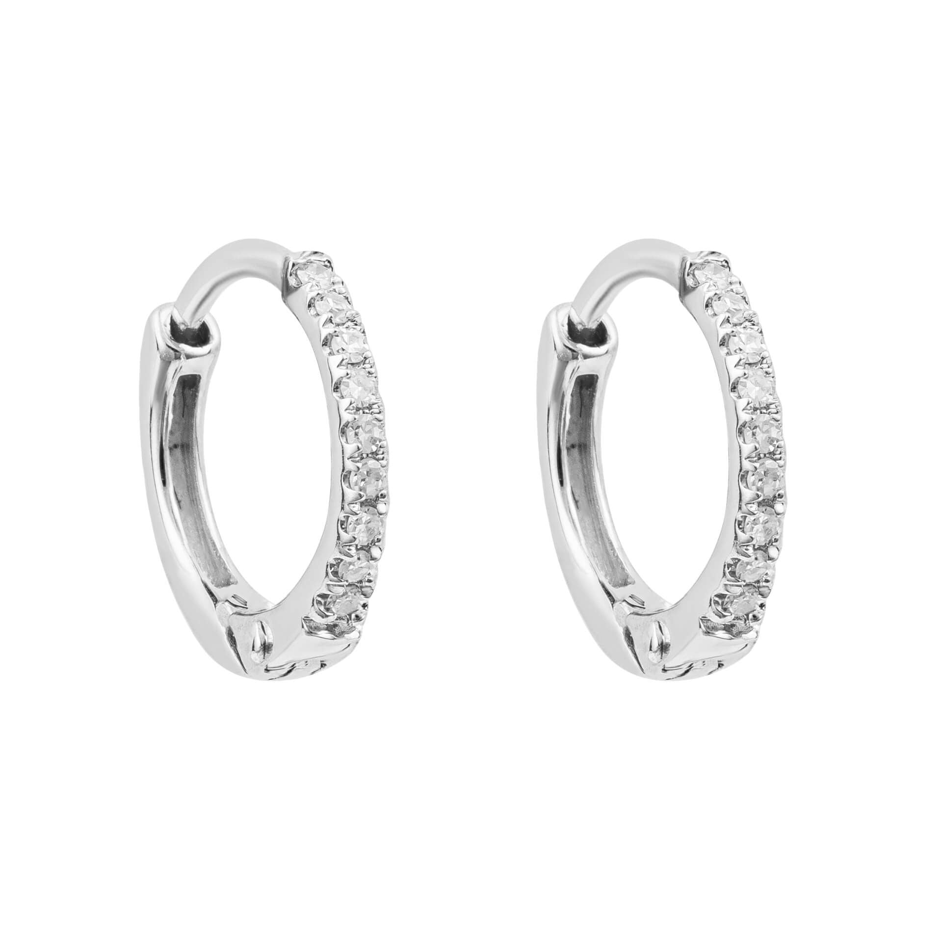 9ct White Gold Diamond Set Hoop Earrings