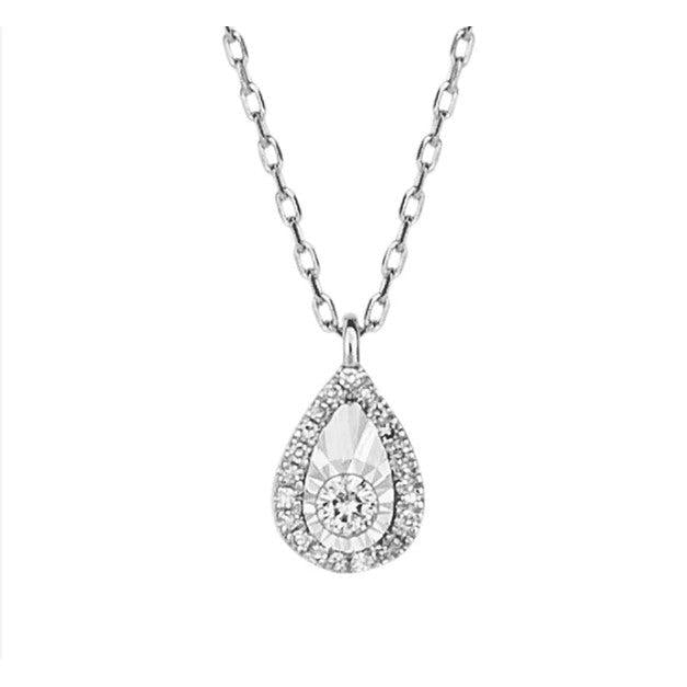 9W Dia set tdrop necklace