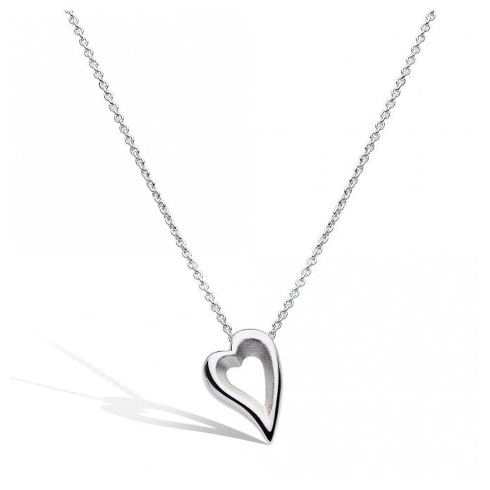 Rhodium Plated Silver Desire Love Story Heart Necklace