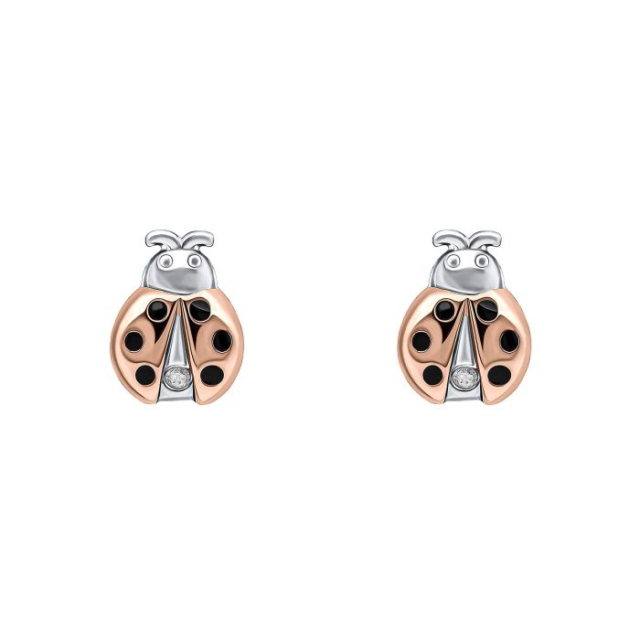 Rose Gold Plated Silver Ladybird Stud Earrings