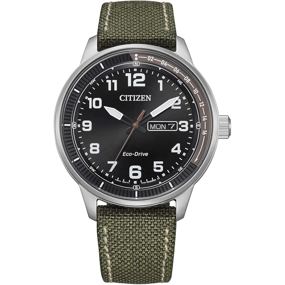 Weekender Stainless steel black dial canvas strap watch
