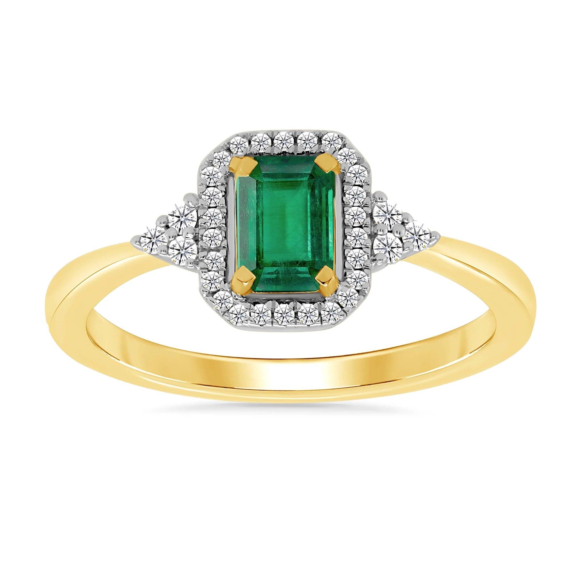 9ct Gold Emerald & Diamond Cluster Ring