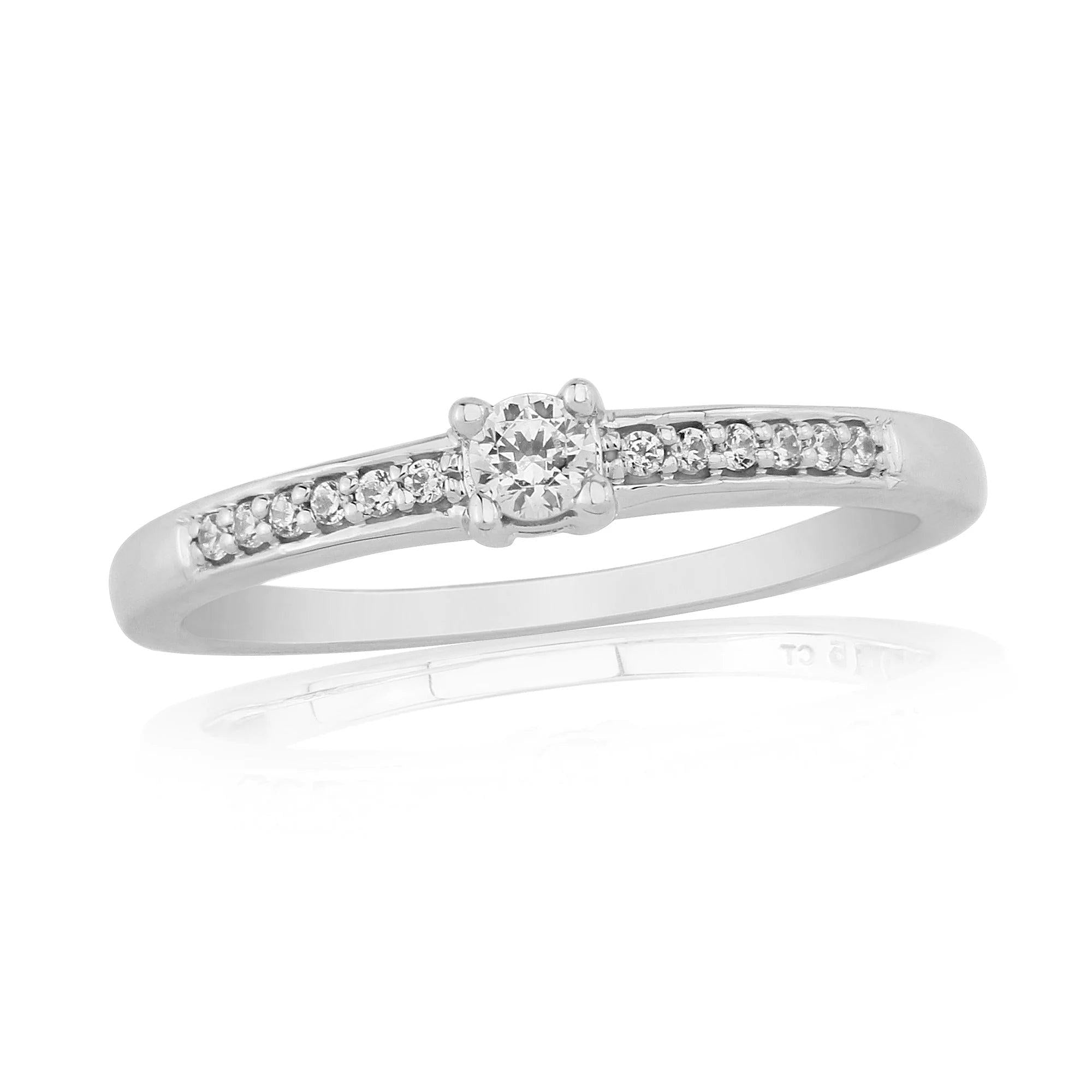 9ct White Gold Diamond Solitaire Ring
