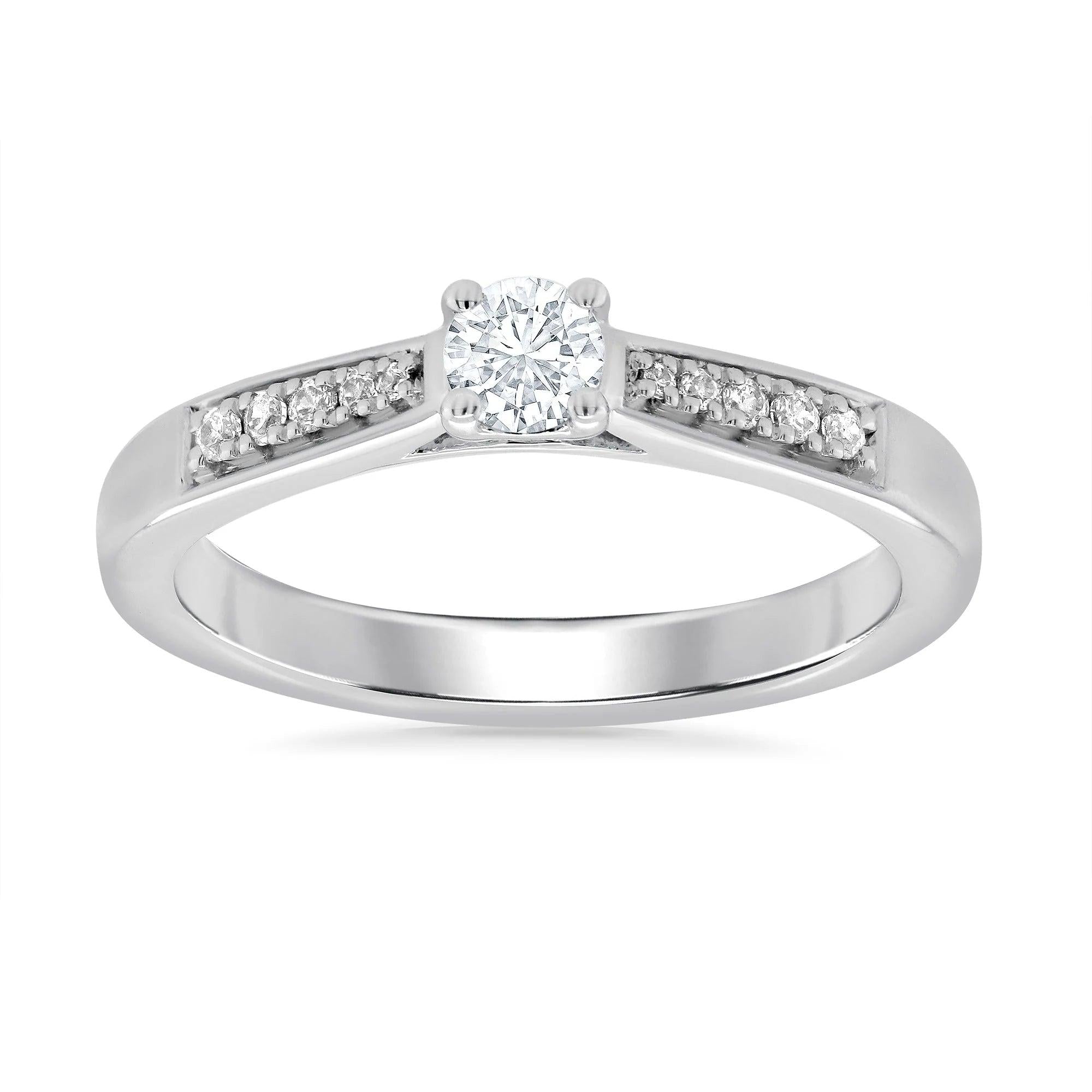 9ct White Gold Diamond Solitaire Ring