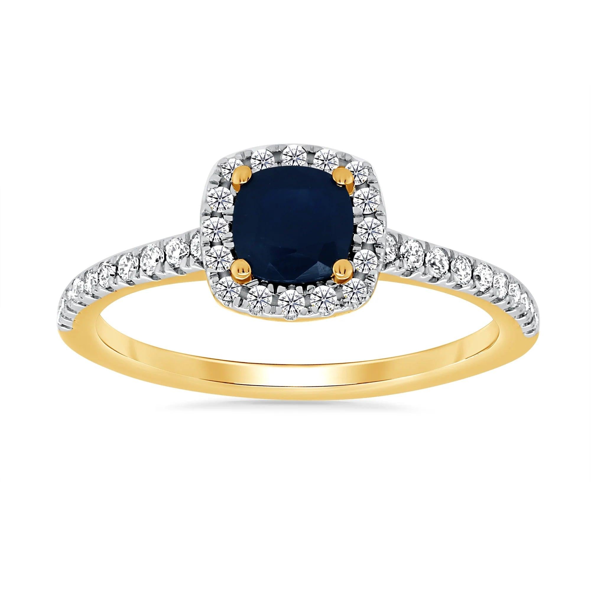 9ct Gold Sapphire & Diamond Halo Cluster Ring