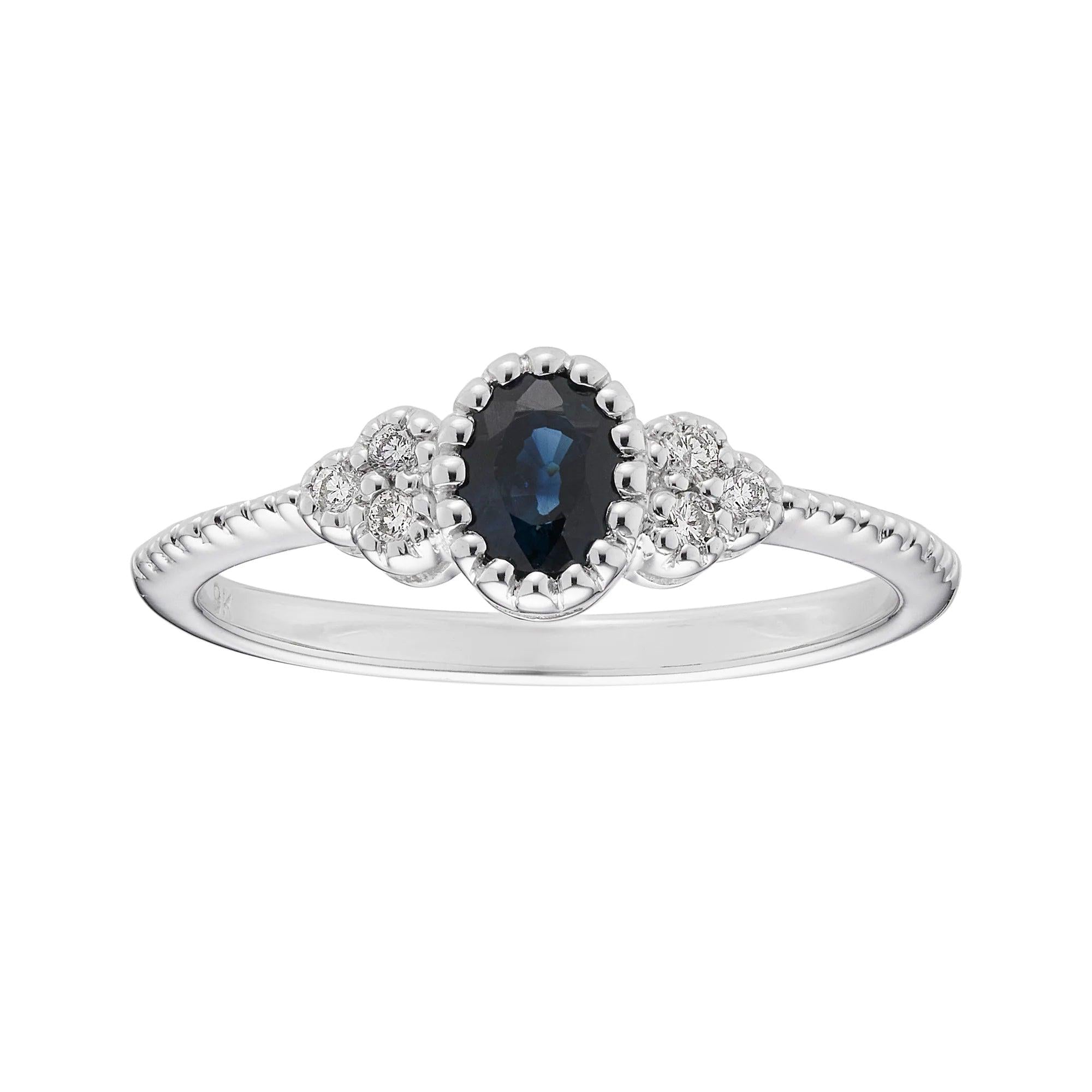 9ct White Gold Sapphire & Diamond Ring