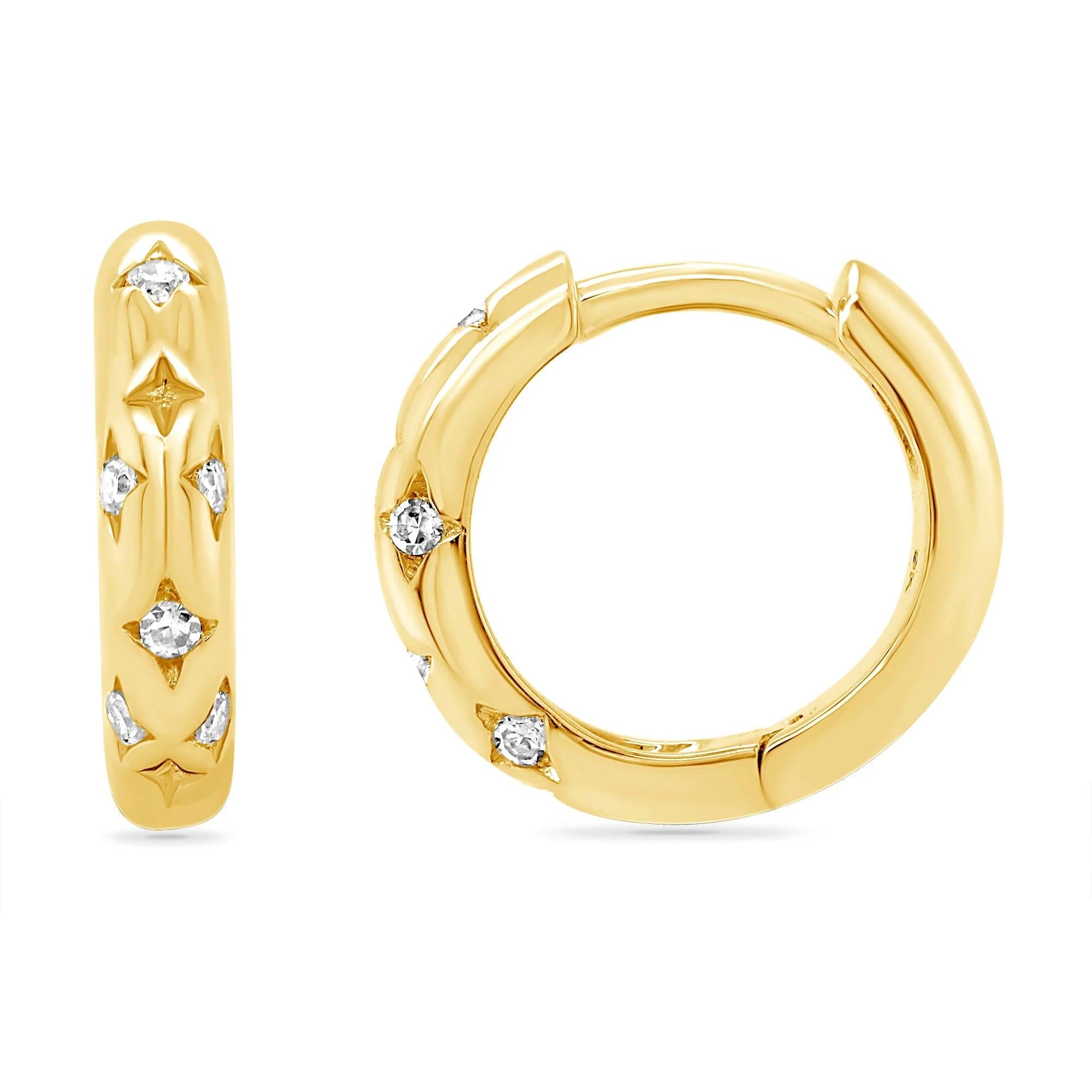 9ct yellow gold Diamond set huggy earrings