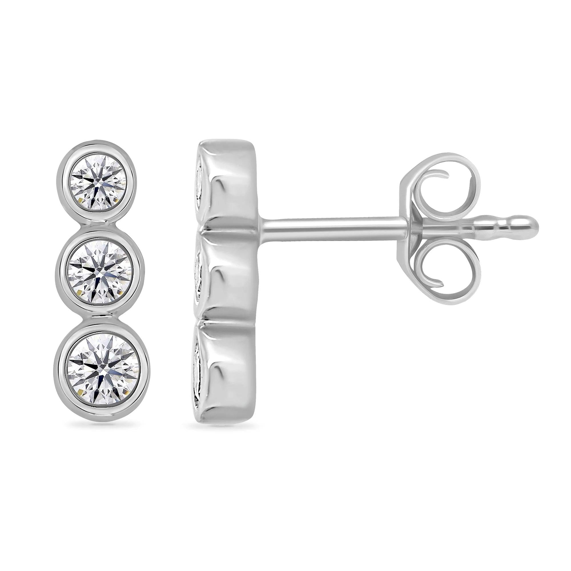 9ct white gold triple graduated Diamond stud earrings