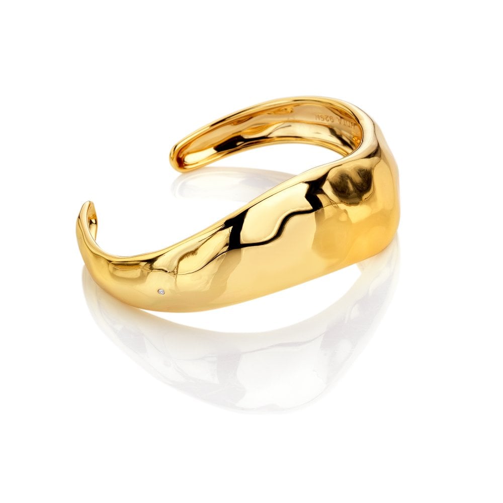 Hot Diamonds X TG Organic Wave Cuff - Yellow Gold Plate