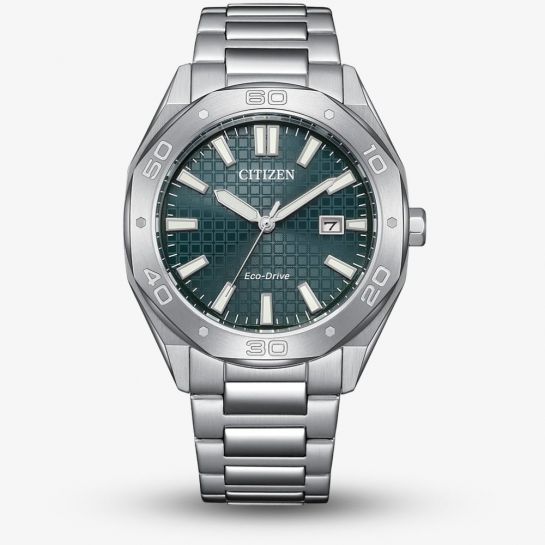 Men's Sport Stainless steel green dial bracelet watch