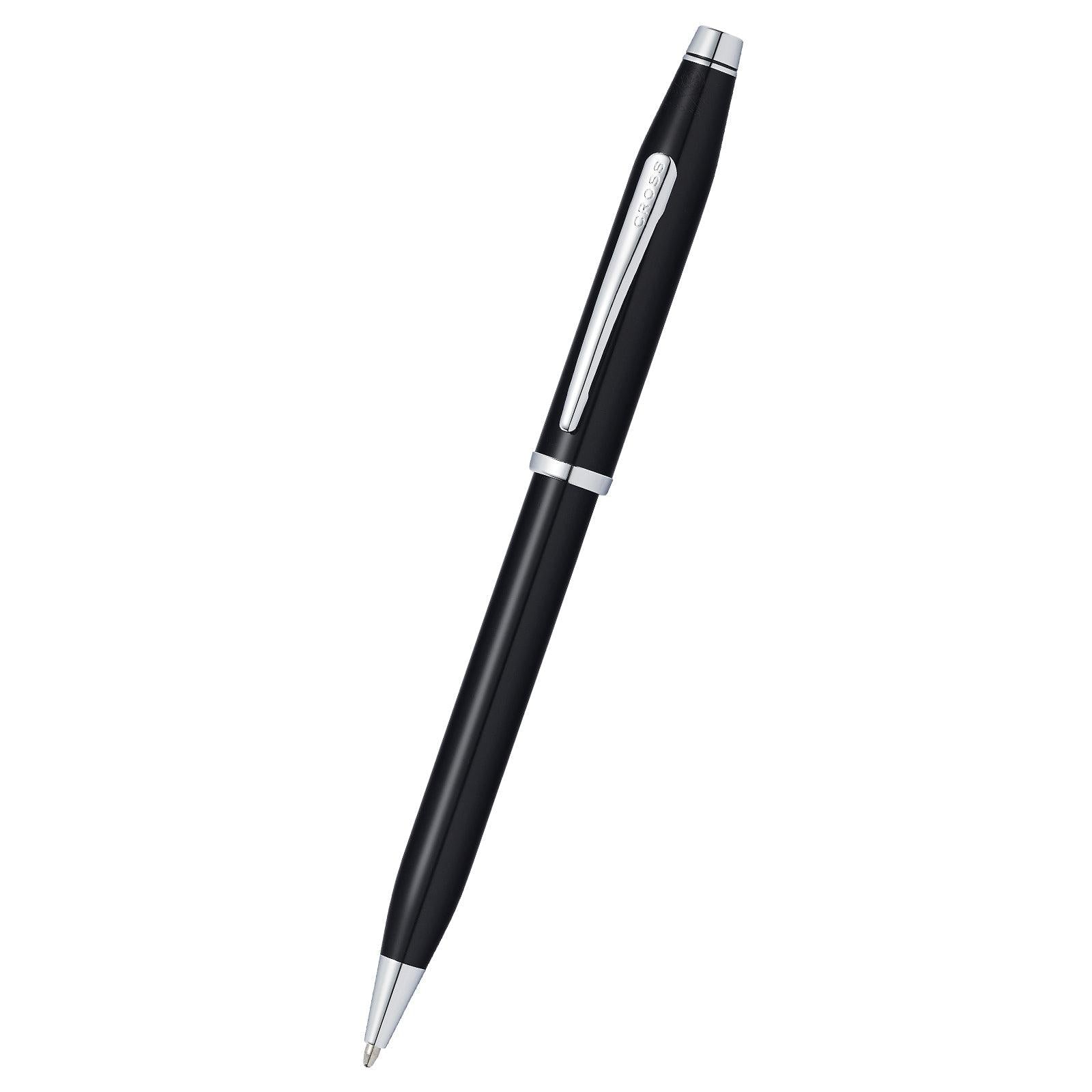 Century II Black Lacquer Ballpoint Pen Chrome Trim
