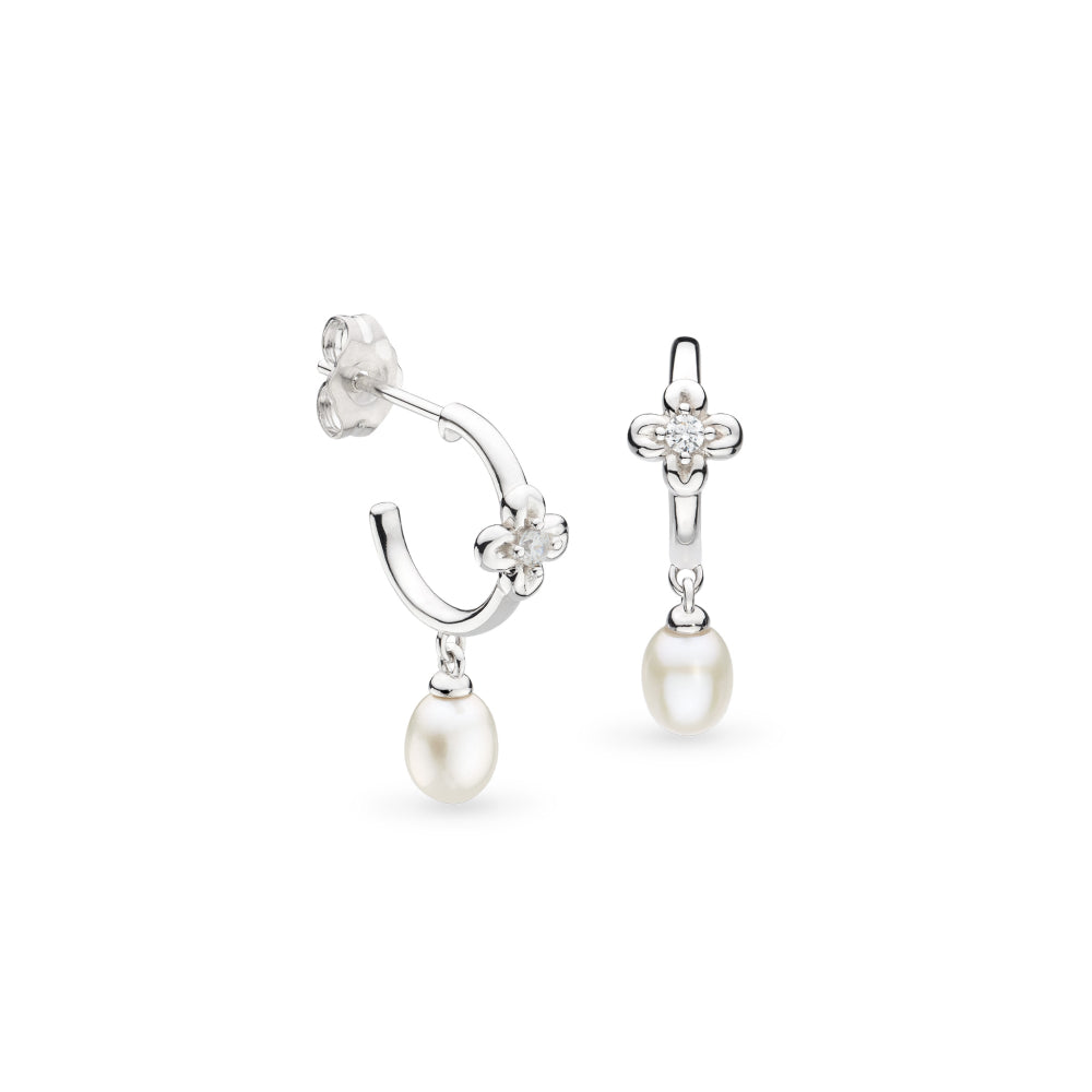 Blossom Flyte Honey Flower Pearl Hoop Earrings