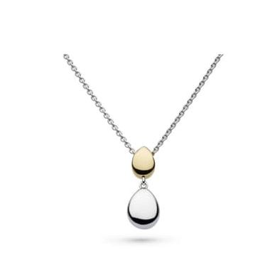 Rhodium Plated Silver and Yellow Gold Plated Coast Pebble Golden Necklace