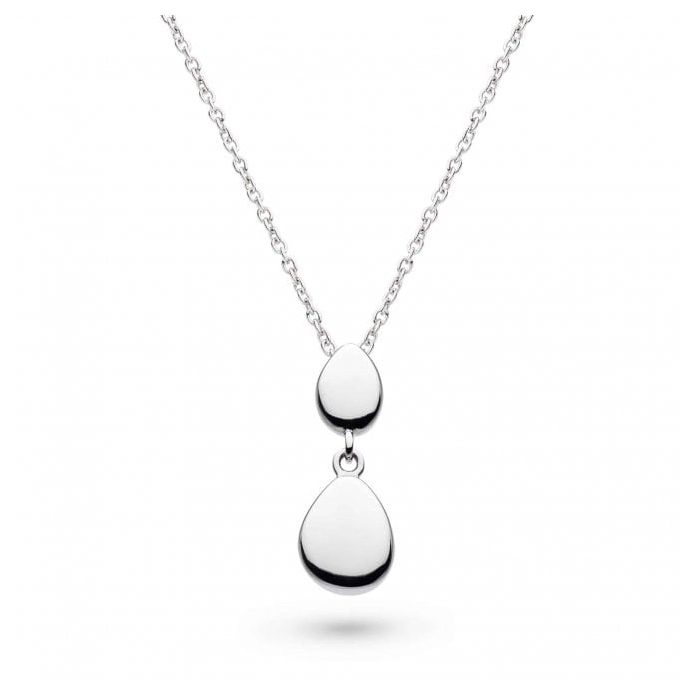 Silver Coast Pebbles Twin Droplet Necklace