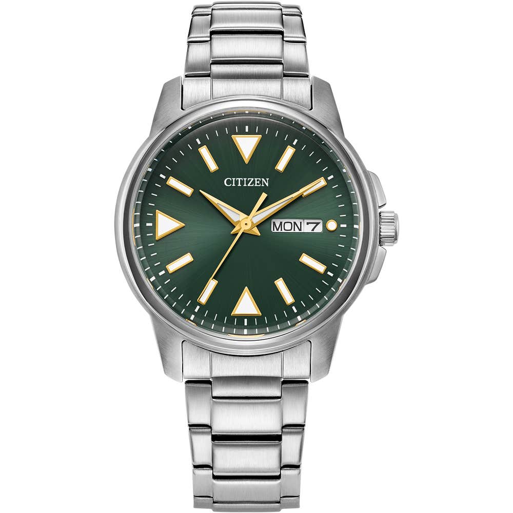 Gents Sport Green dial stainless steel bracelet watch