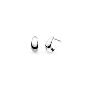 Coast Pebble Smooth Rhodium coated semi hoop stud ear rings