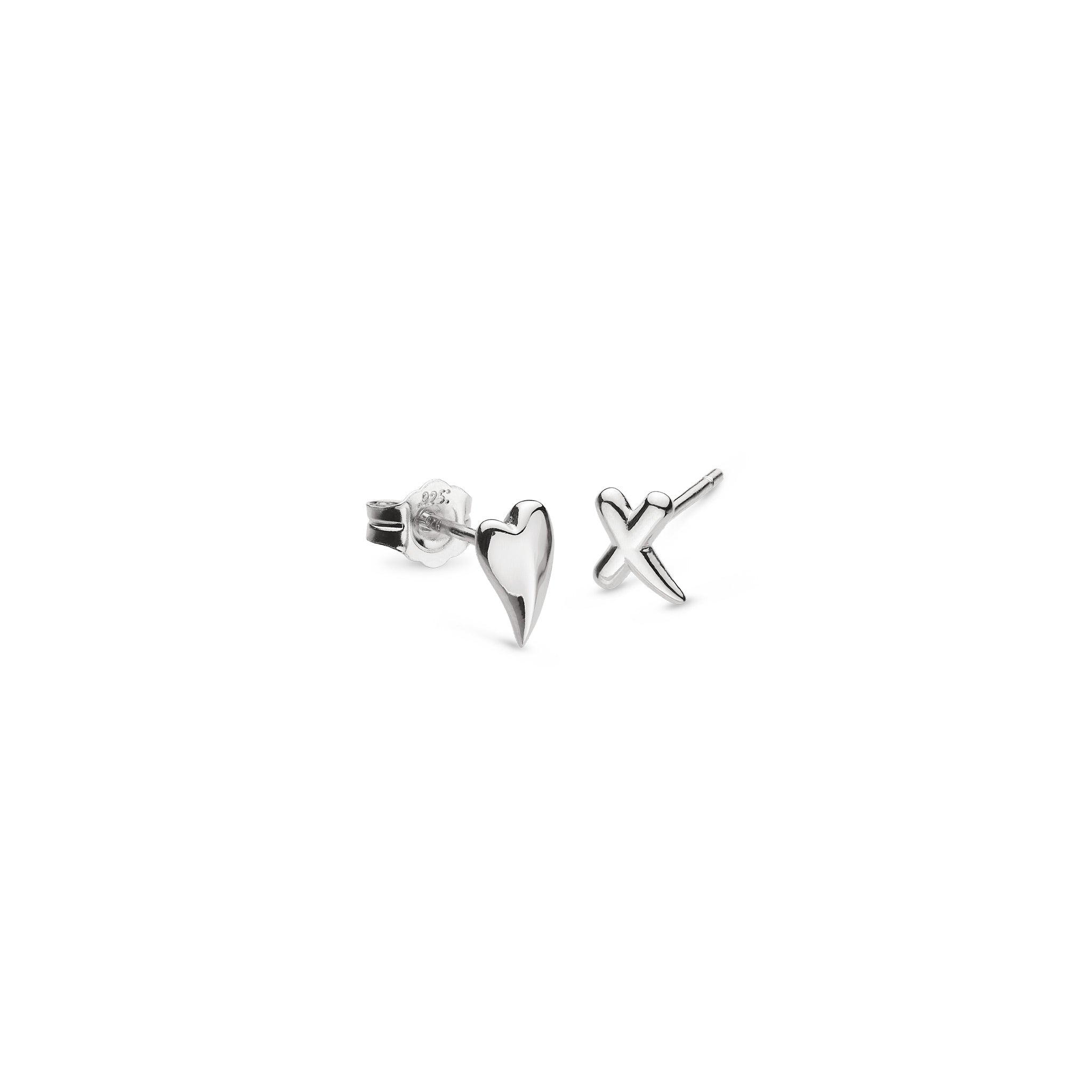 Desire Kiss Heart & Kiss Mismatch Stud Earrings