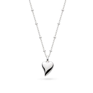 Desire Kiss rhodium coated midi heart 18" Ball chain necklace