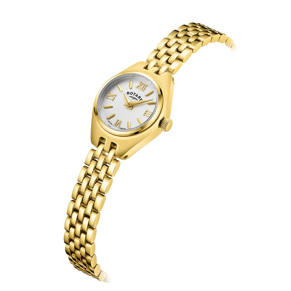 Lady's gold coated cocktail white dial bracelet watch
