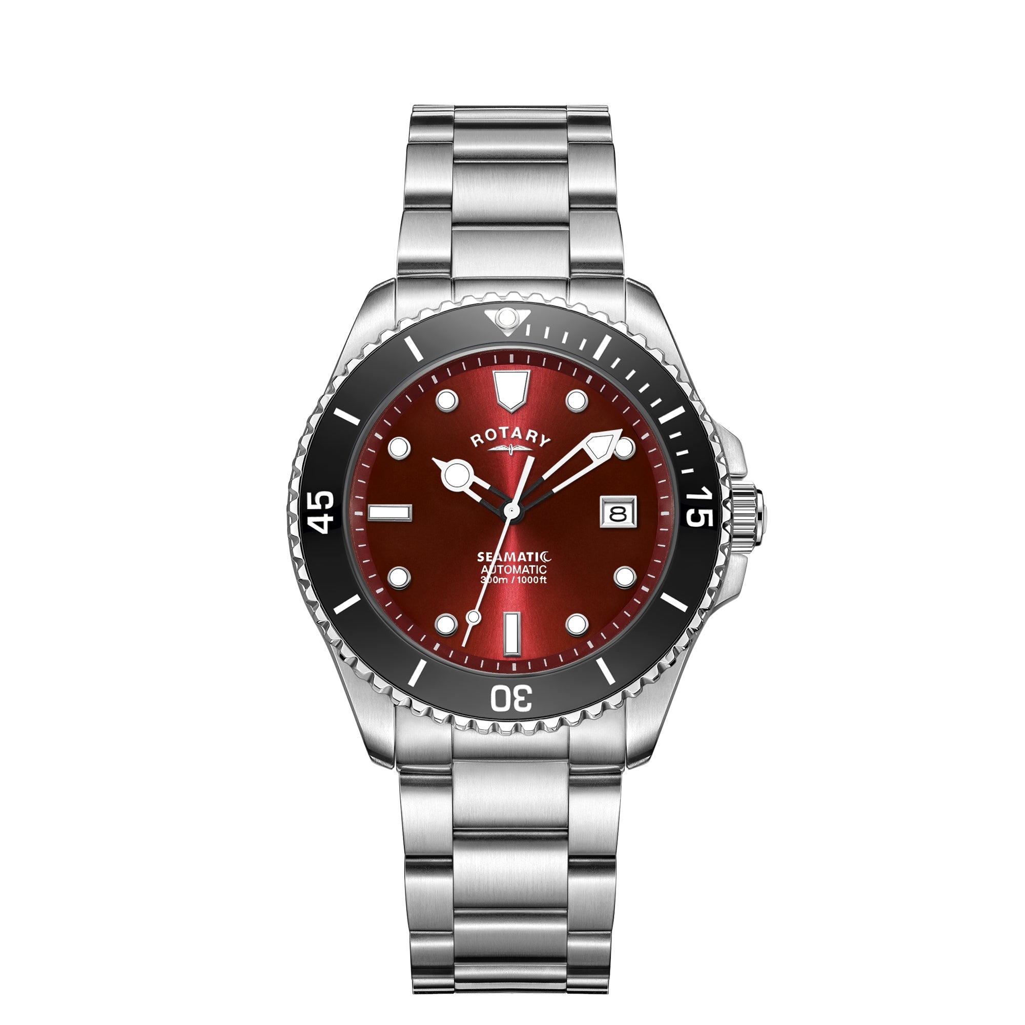 Gents Seamatic Red dial stainless steel bracelet watch