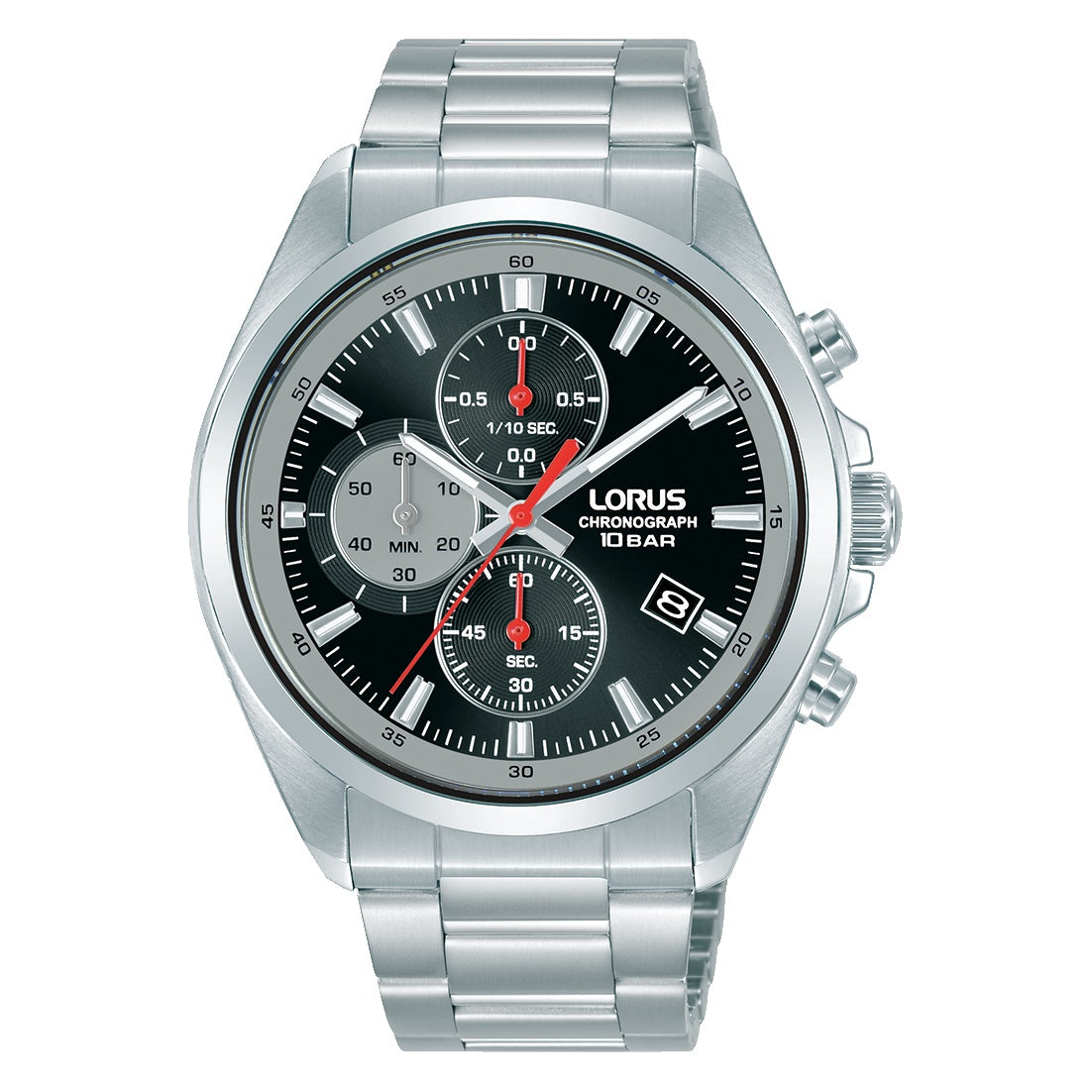 Gents stainless steel Black dial chronograph watch