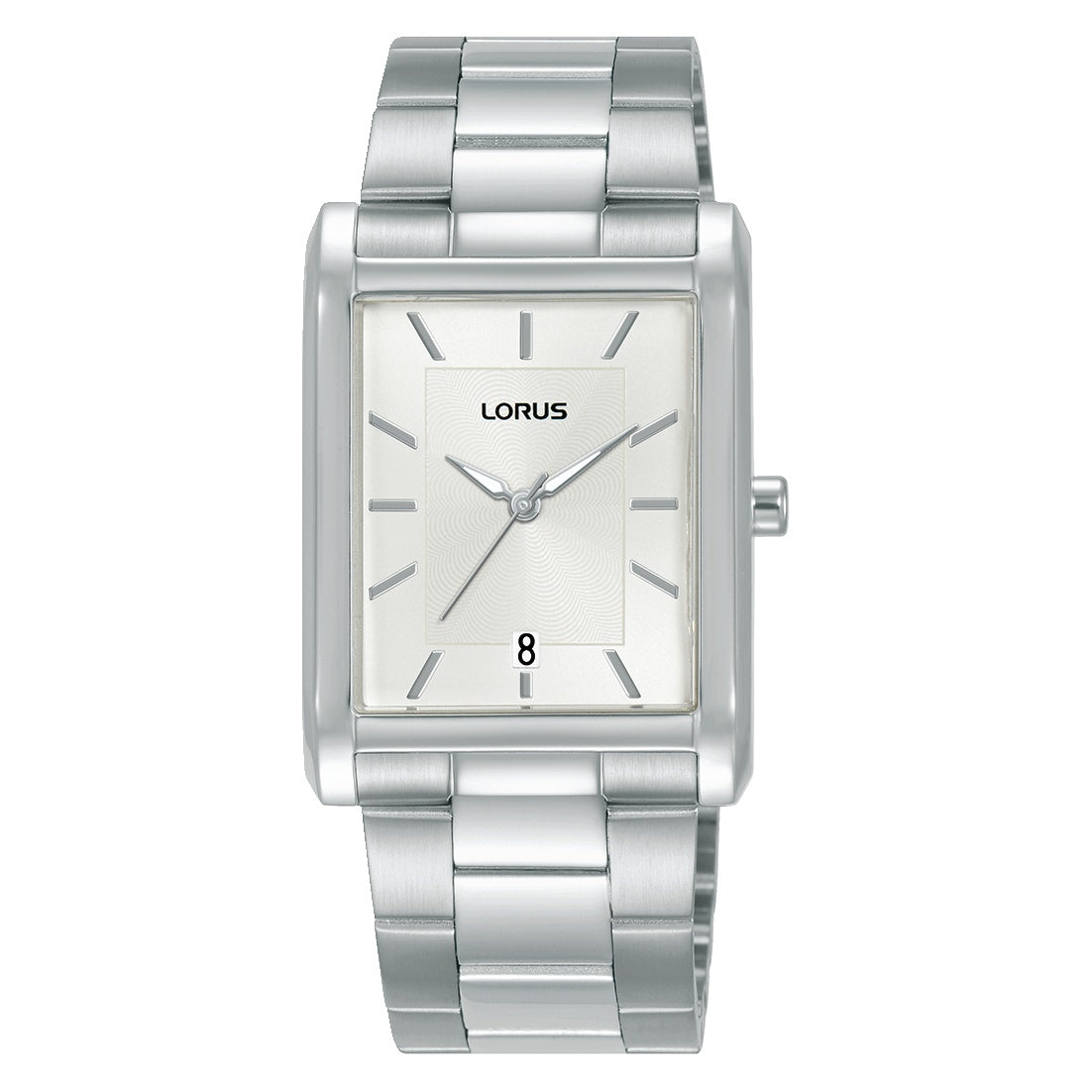 Stainless steel silver Rectangular dial bracelet watch