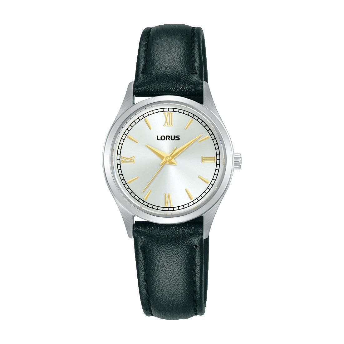 Ladys Black Leather strap watch