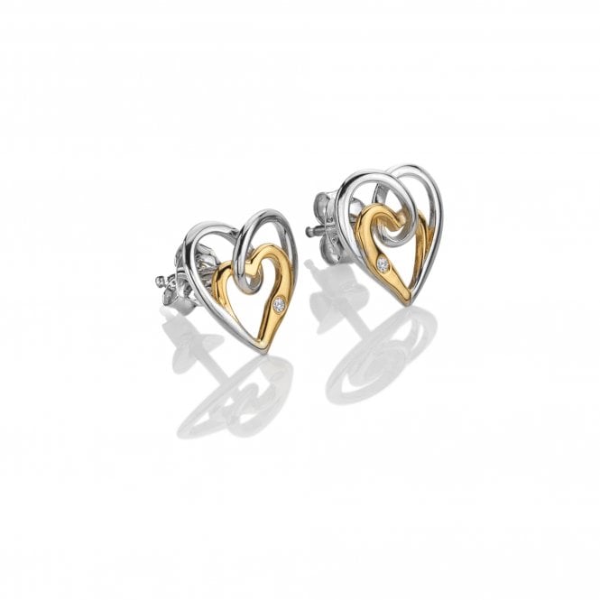 Silver & 18ct coated Interwoven Heart Earrings