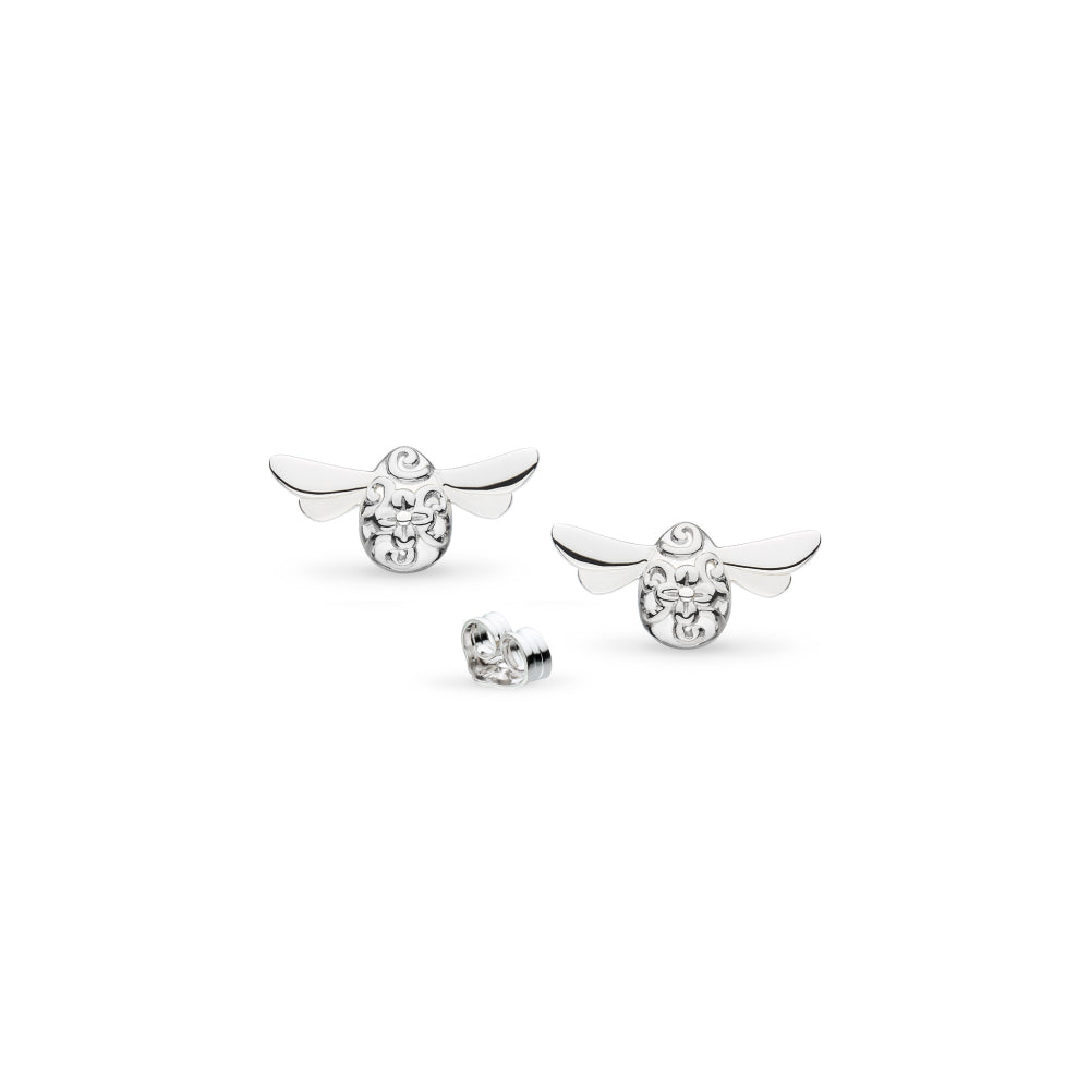 Blossom Flyte Hoiney Bee rhodium plated Stud ear rings