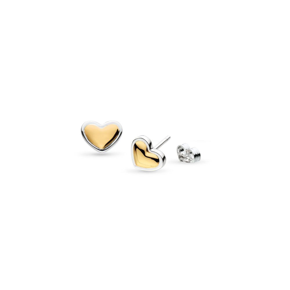 Silver and Yellow Gold Plated Blossom Wood Rose Stud Earrings