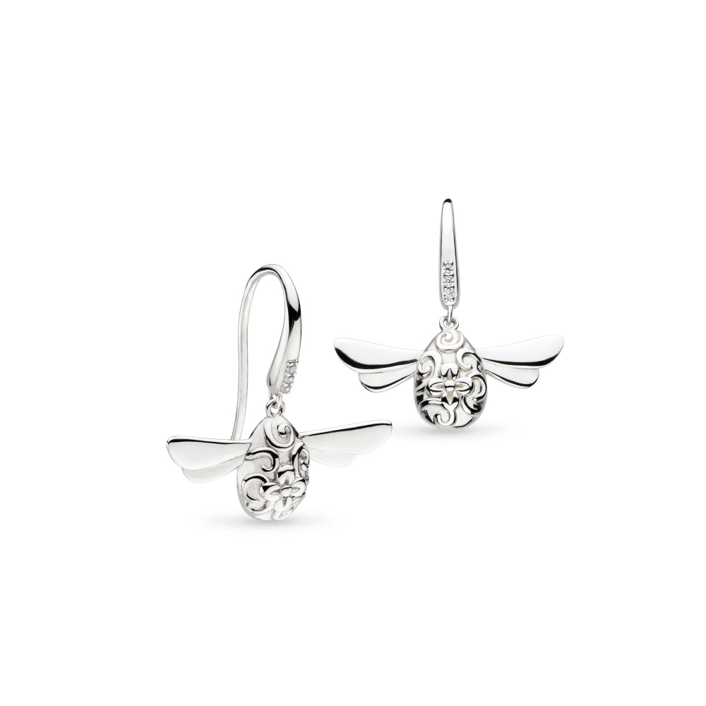 Blossom Flyte Honey Bee Glitz CZ rhodium plated Drop Ear rings