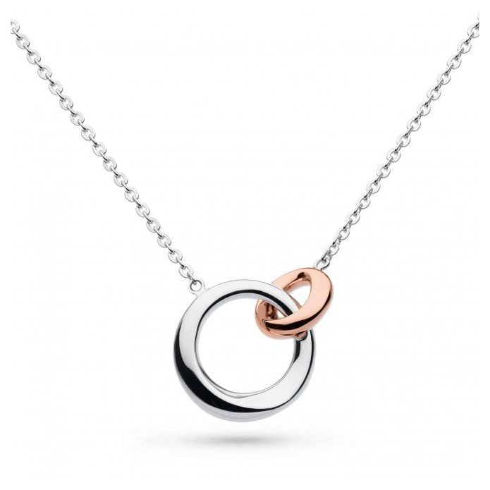 Silver & Rose Gold Plated Bevel Cirque Link Blush Necklet