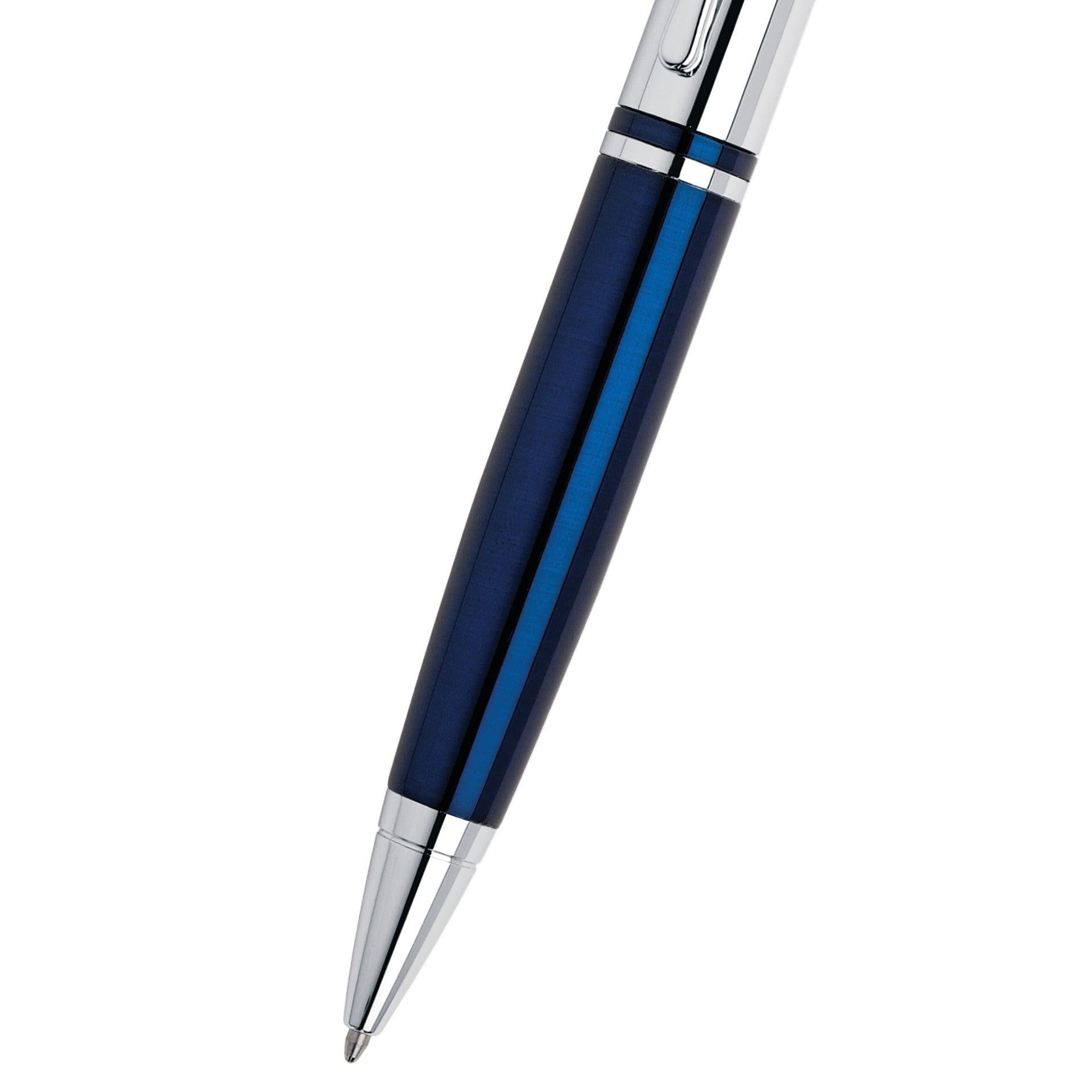 Calais™ Chrome & Blue Lacquer Ballpoint Pen