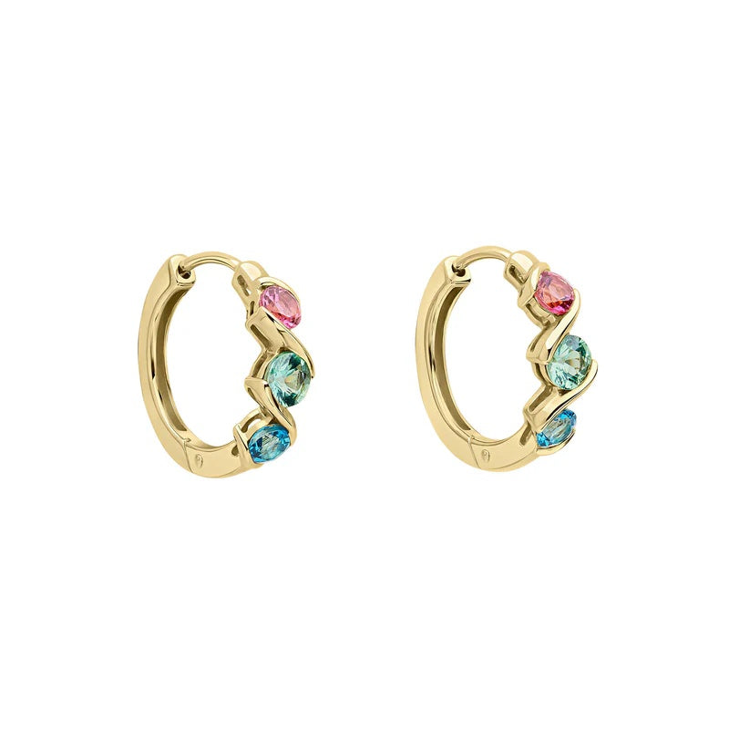Amalfi Three Colour Twist Hoop Earrings