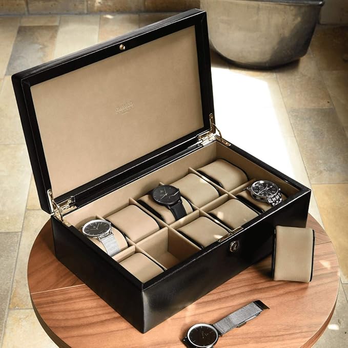 Black 10 piece watch box