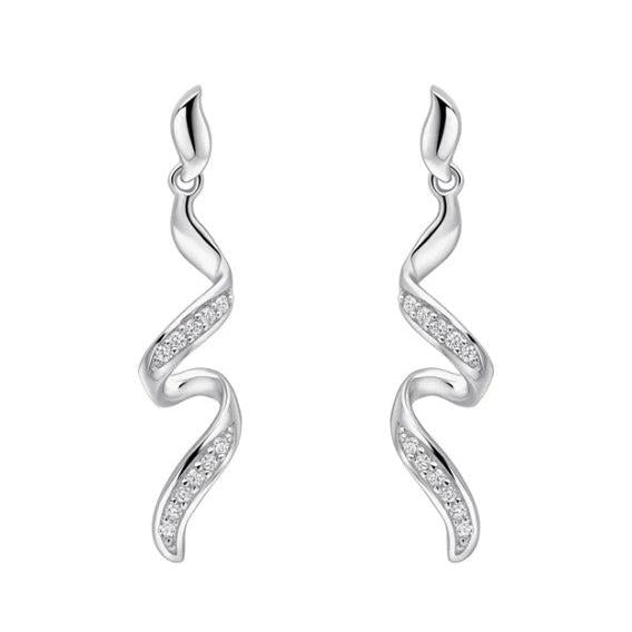 Diamond Twisted Ribbon Drop Earrings